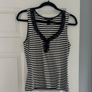White House Black Market Black and White Striped Tank Top